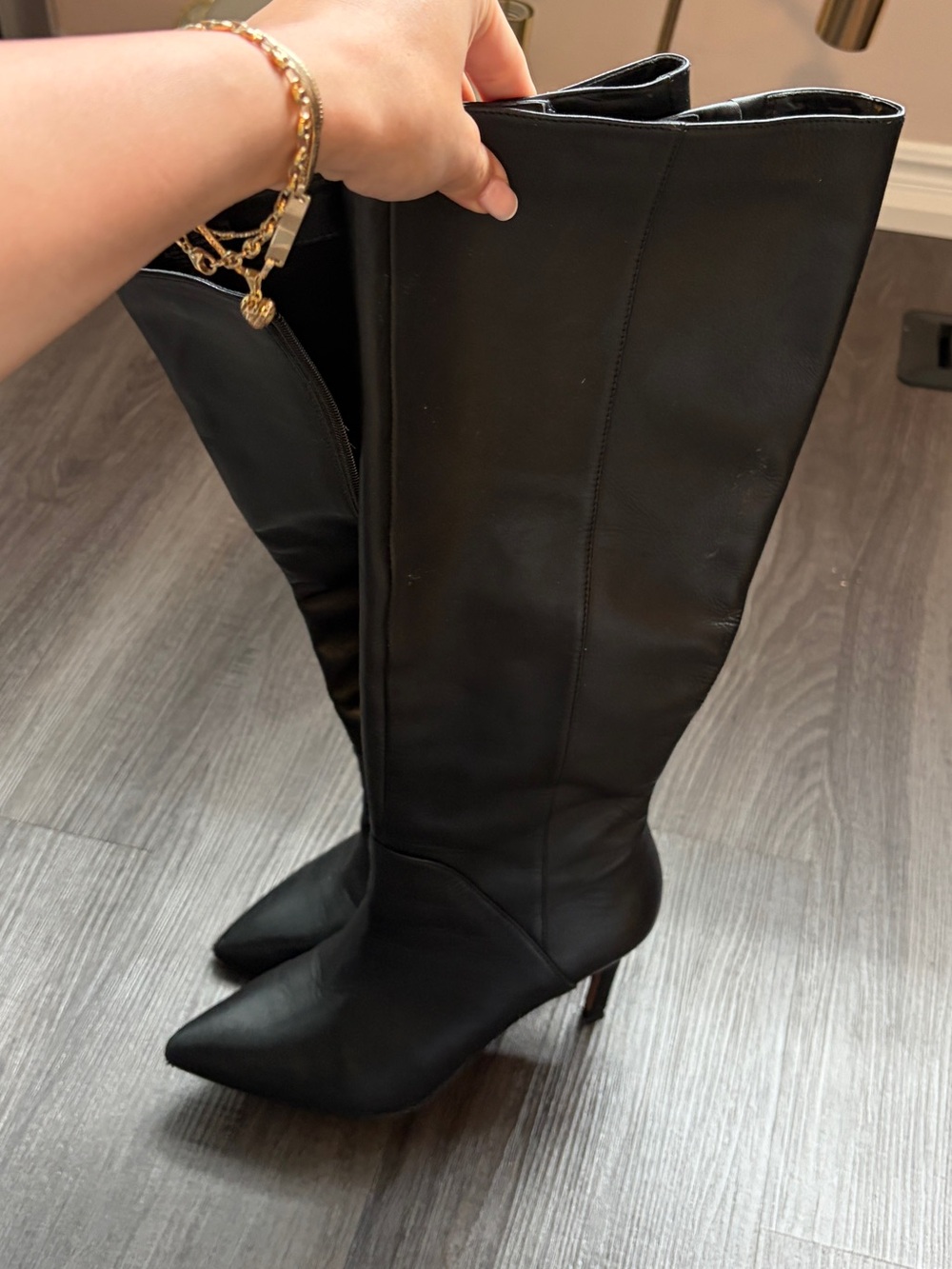 Franco Sarto Black Over-the-Knee Pointed Toe Stiletto Boots